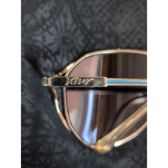 Betsey Johnson Designer Aviator Sunglasses Blue/Gold Logo Frame - Picture 5 of 9